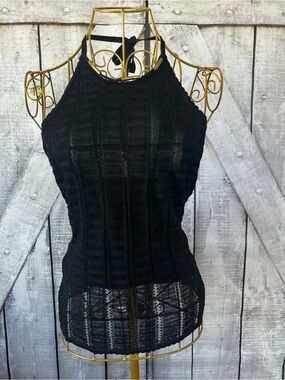 Guess Black Cable-Knit Halter Tank